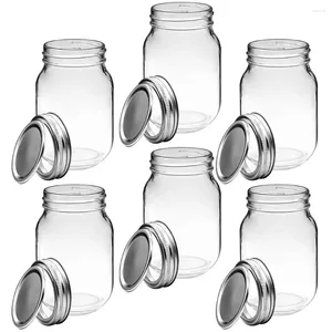 Storage Bottles 6Pcs Sealed Mason Jars Fruit Jelly Reusable Glass Food Containers With Lid
