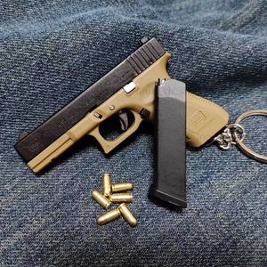 Gun Toys Alloy Empire G17 G34 Pistol Model Shell Ejection 1 3 Mini Toy Gun Weapon Keychain Metal Fake Gun Assembly With Holster T240309