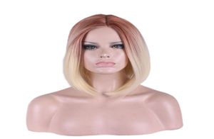 Woodfestival قصيرة مستقيمة Bob Cosplay Harajuku Women Wigs Ombre Heat Resistant Hair Canthetic Hair 35cm8881552