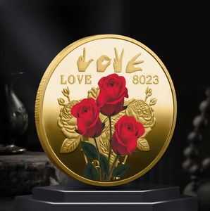 お土産ローズコインコレクションメタル記念コイン私はあなたが大好きですトークンバレンタインのホリデーギフトコインギフト