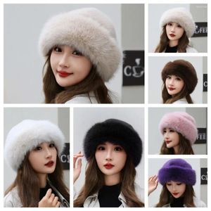 Berets Fluffy Plush Boina Chapéu Casual Cor Sólida Imitação de Pele Proteção de Orelha Harajuku Japonês Lã Pintor Menina