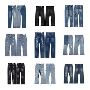 Designer jeans fashion distressed ripped women denim cargo for men black pants high-end quality straight retro pants motorcycle pants wash patchwork luxury jeans