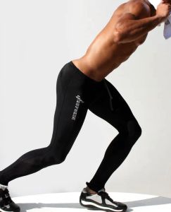 Pants Custom LOGO Men's Tights Low Rise Solid Color Sweatpants Stretch Spandex Long Tights Men's Black Mallas Hombre Tights
