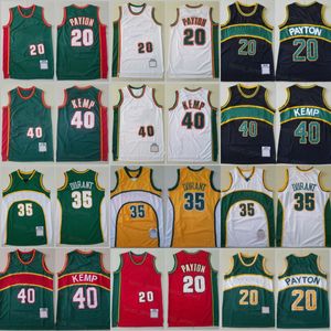 Männer Basketball Retro Shawn Kemp Trikot 40 Gary Payton 20 Kevin Durant 35 Teamfarbe Grün Gelb Weiß Rot Schwarz Für Sportfans Atmungsaktives, komplett genähtes Throwback