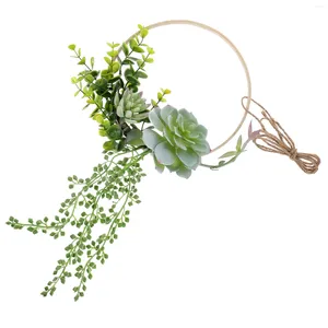 Decorative Flowers Plant Artificial Green Succulent Bamboo Ring Home Room Shopping Mall Wall Decoration Hanging Garland Plastic Front Door