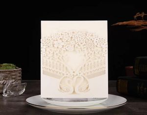 Laser Cut Wedding Invitations Ivory Pocket Card Trees Swans Flowers Wedding Invitation With Envelopes BWI00528069789