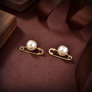 Womans Stud Earrings Viviane Luxury Women Saturn Jewelry Gold Elings Metal Pearl Planet Conpering Complisher Cjeweler Westwood 4453