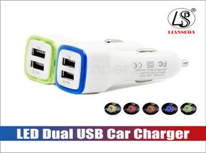USB Dual Car Charger Vehicle Portable Power Adapter 5V 1A LED Colorful For Phone Android för X XR7014913