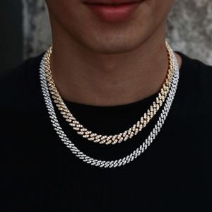 Hip Hop Jewelry 6mm AAA Zircon White Gold Plated Iced Out Cuban Link CZ Prong Chain Necklace Diamond