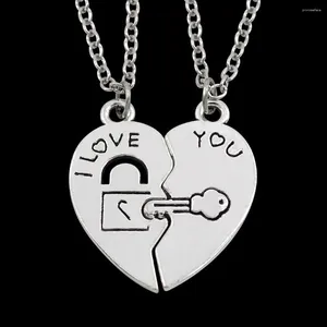 Pendant Necklaces 2PCS I Love You Heart Couple Necklace Detachable Half Pendants For Women Men Couples Valentine'S Day