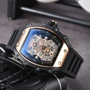 Relógio masculino automático movimento de quartzo marca relógios pulseira de borracha negócios esportes relógios transparentes importado cristal espelho bateria 267q
