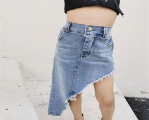 Trendy Girls denim skirt Fashion new children irregular tassel cowboy skirts kids hole pocket allmatch skirts A317225206682903