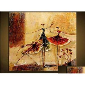 Obrazy tancerze baletowe ręcznie malowane nowoczesne dekoracje ścienne figurki abstrakcyjne sztuki obraz olejny na płótnie mTi Dostępne sine6693115 d DHA2S