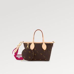 Patlama Yeni Kadınlar M46786 BB Çanta Sonsuza Kadar Favori Mini Tote Çanta Ayarlanabilir Tekstil Kayış Para Çantası Cüzdan Şakayık Pembe Tuval Cowhide Deri Altın