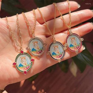 Pendant Necklaces Round Christianity Virgin Head Portrait 2024 Fashion Vintage Versatile Women Female Jewelry