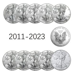 Non-magnetic 40mm foreign Goddess of Liberty commemorative coins 2011~2023 Yingyang coins plated silver medal source factory