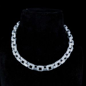 925 Sterling Silver Heavy Rolo Cuban Chain Iced Out VVS Moissanite Diamonds Hip Hop smycken halsband