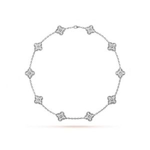 Designer Pendant Necklace Sweet Vanca Straight Black Agate Ten Flower Halsband med dubbelsidig Clover CollarBone-kedja Ett lyxmärke av Fanjia CKWH