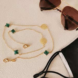 Flower Pieces Clover Glass Gemstone Eyewear Chains Irregular Splicing Of Leather Sunglasses Chain Hanging Neck Link Anti Loss Mask Chains Waist Chain
