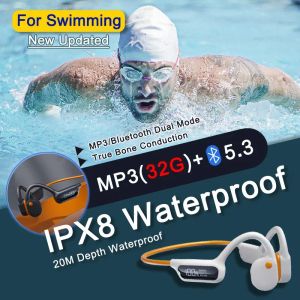 Benledningshörlurar Simning Diving IPX8 Vattentät headset 32 ​​GB MP3 Spelare Bluetooth 5.3 Ear-Hook Sport Hifi Earphones