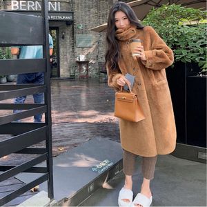 2023 Autumn/Winter New Fur Integrated Sheep Fleece Women's Lamb Hair Pellet Medium Length Wool Coat 794455