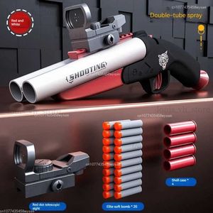 Pistola giocattoli Soft Bullet Pistola giocattolo Manuale Schiuma Dardo Shell Espulsione Doppia canna Tiro Launcher Modello per bambini Adulti Tiro T240309