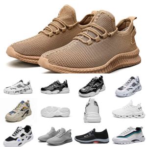 Casual Running Shoes Summer Men bekväma andningsbara mesh solid svart djupgrå beige kvinnor tillbehör god kvalitet sport mode promenad sko