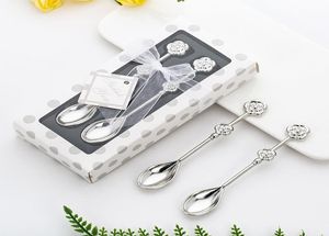 50pcs25setslot Flower Wedding Souvenirs Favors of Rose Coffee Spoon for Bridal Shower Party Guest Gifts3235247