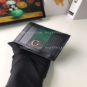 RealFine Bags 5A 523155 11CM Ophidia Card Case Wallet Handväska Black Canvas Purses For Women With Dust Bag236e