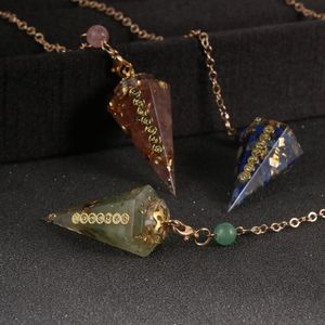 Pendant Necklaces Orgonite Reiki Pendulum Natural Chip Stone Amulet Healing 7 Chakra Crystal Energy Meditation Hexagonal Pendanr F241f