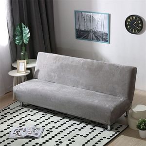 Plush Fabric Fold Armless Soffa Bed Cover Folding Seat Slipcover Tjockare Covers Bench Couch Protector Elastic Futon Cover Winter LJ2825