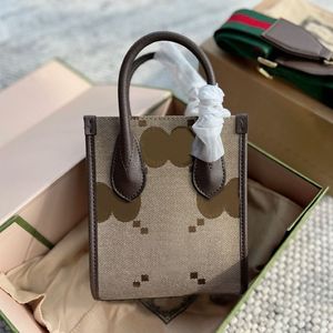 Designer-Jumbo-Mini-Einkaufstasche aus Italien, brauner Lederbesatz, Kamel- und Ebenholz-Leinwand, mit Schultergurt 200o