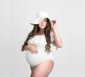 Branco babados maternidade pography bodysuits algodão encaixe maternidade po shoot macacões roupa interior para grávidas roupas 70719811688398