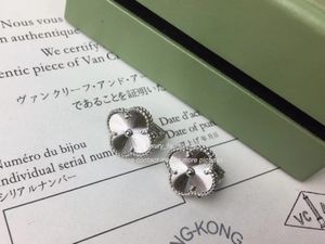 디자이너 귀걸이 4/Four Leaf Clover Charm Stud Earrings Back earl Silver 18k 금도금 agate for Women Girls 웨딩 선물 이어링 보석 OS990V168