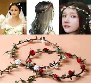 Nova moda casamento nupcial menina cabeça flor coroa rattan guirlanda hawaii flor cabeça coroa de cabelo formal deslumbrante verde accessor8965849