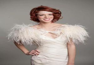 Fashion Ostrich Feather Wedding Wraps Toss Mini Cape White Ivory Winter Wedding Jackets Custom Made Bridal Wraps8935075