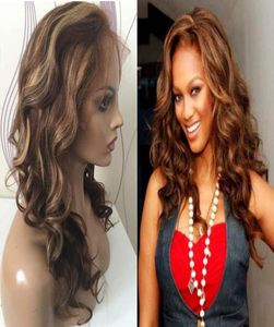 Wavy highlight full lace wig with natural hairline 130 density loose wave highlight brazilian hair lace front wigs with baby hair 9202369