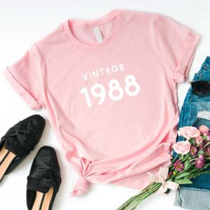 T-shirts Original 1988 T Shirts Women Cotton 36th Birthday Present 36 år gammal bomull Tshirt Mother Wife Daughter Gifts Female Graphic Tee