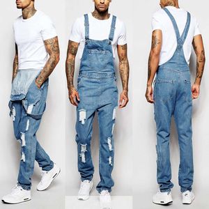 Return To The Ancients Fashion Fashionable Men's Suspenders Denim Jumpers Tear The Jeans Pants Brand