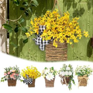 Decorative Flowers Christmas Riff For Door Hydrangea Hanger Basket Wreath 2024 Spring Wreaths Front Porch Decor Farmhouse