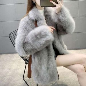Haining jaqueta de couro para temperamento feminino, socialite, estilo jovem imitação de pele de raposa, 2023 terno colarinho casaco de pele 809353