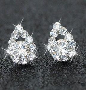 Silverpläterad strass diamantörhängen brud smycken bröllop örhängen kväll fest smycken kvinnor prom sydkorea039s anti2459366