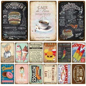 Metal Painting Retro DINER Tin Sign Poster Vintage Wall Posters Metal Sign Decorative Wall Plate Kitchen Plaque Metal Vintage Decor Accessories T2403