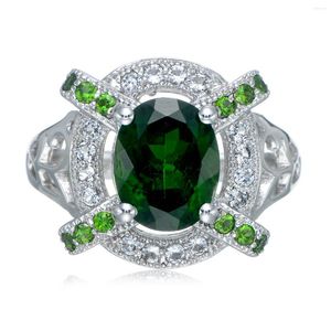 Cluster Rings Chrome Diopside Rhodium Over Sterling Silver Ring. Wholesale Wedding Jewelry Designer Personalized