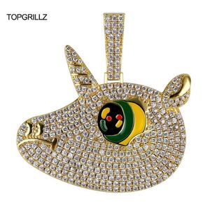 Topgrillz 6ix9ineソリッドユニコーンペンダントネックレスヒップホップパンクゴールドシルバーチェーンメンズ女性チャームジュエリーパーティーギフト282U