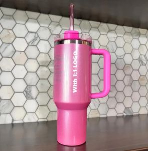 US-Aktien Wasserflaschen Winter Pink Starbucks H2.0 40OZ Tassen Cosmo Pink Parade Tumblers Autobecher Target Red Flamingo Kaffee Ostertagsgeschenk Sparkle 1:1 Logo 0309