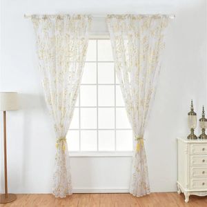 Curtain Decorative Window Screening Rod Shading Voile Sheer Half Tulle Home Decorate Floral