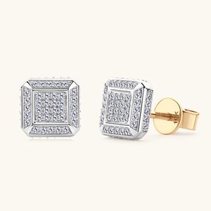 Pass Test Män kvinnor Moissanite örhängen Guldpläterad 10k Real Gold Full Bling Moissanite Diamond Earrings Studs For Friends Trevlig gåva