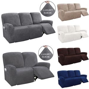 2-3 Seater All-inclusive Recliner Sofa Cover Non-slip Massage Elastic Case Suede Couch Relax Armchair 210910258y