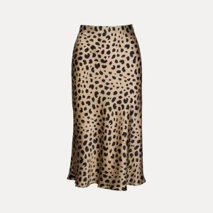 ドレスklacwaya leopard girlsシルクペンシルスカート女性